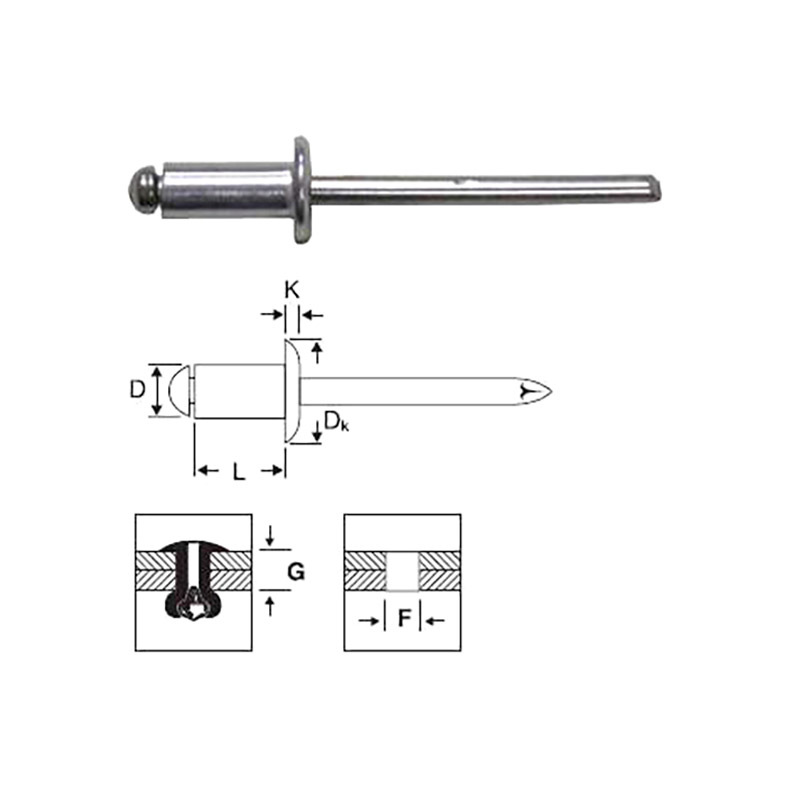 Заклепка Harpoon вытяжная 6.4х14.0 стандарт сталь