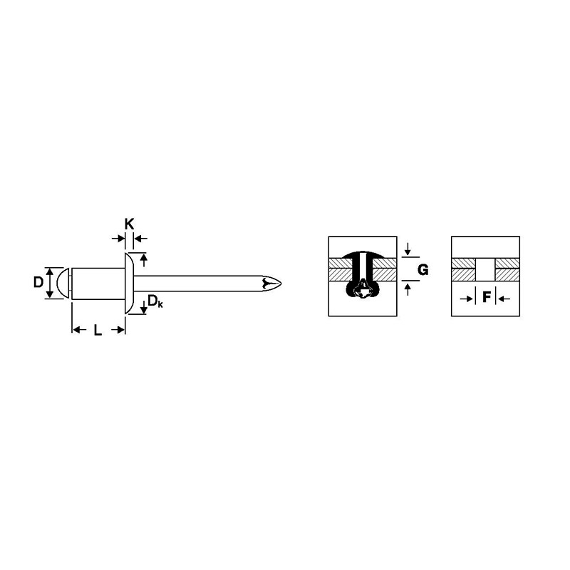 Заклепка Harpoon вытяжная 4.8х12.0 стандарт сталь