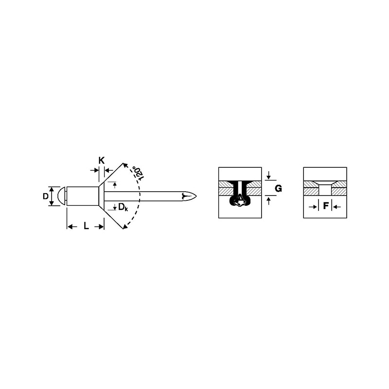 Заклепка Harpoon вытяжная c потайным бортиком 4.0х8.0 стандарт сталь