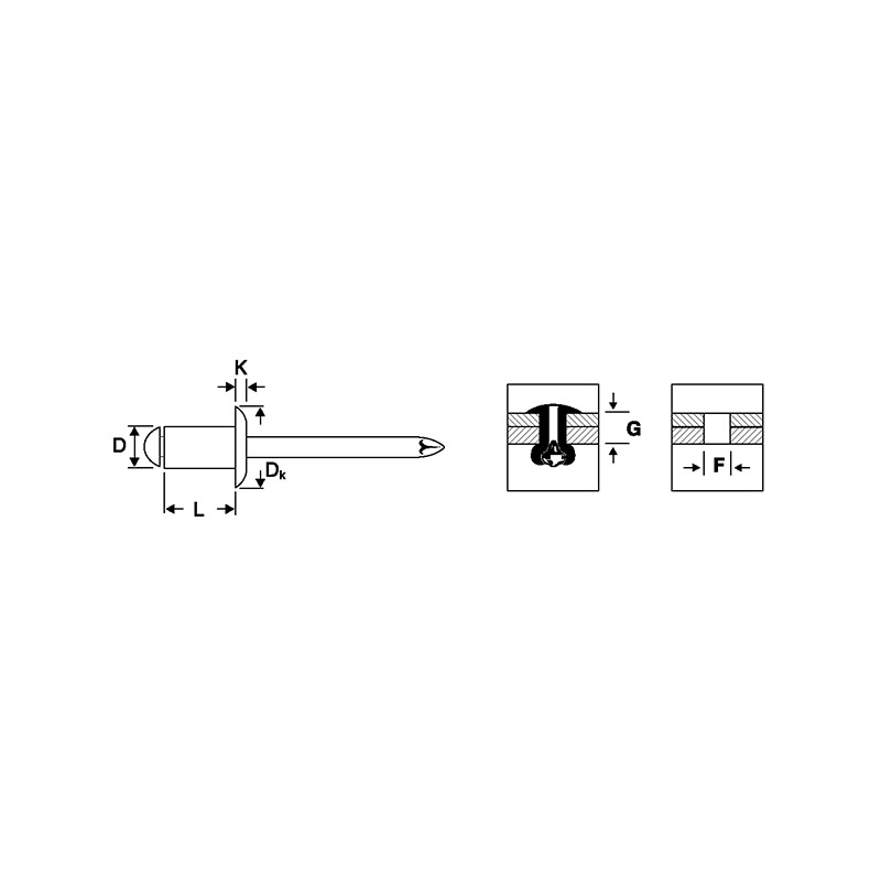 Заклепка Harpoon вытяжная 3.0х8.0 стандарт алюминий (3.5%) / сталь